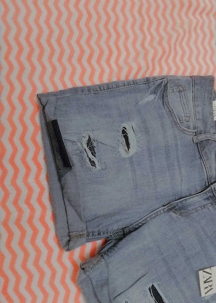 Distressed Denim Shorts