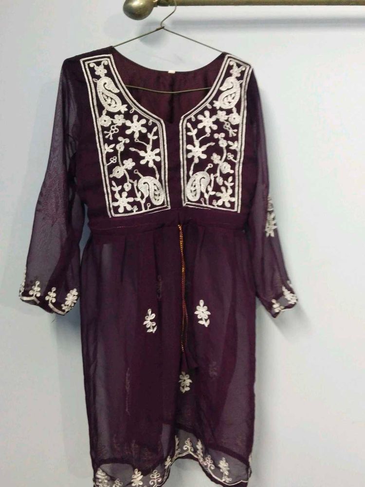 Embroidered Sheer Tunic Top