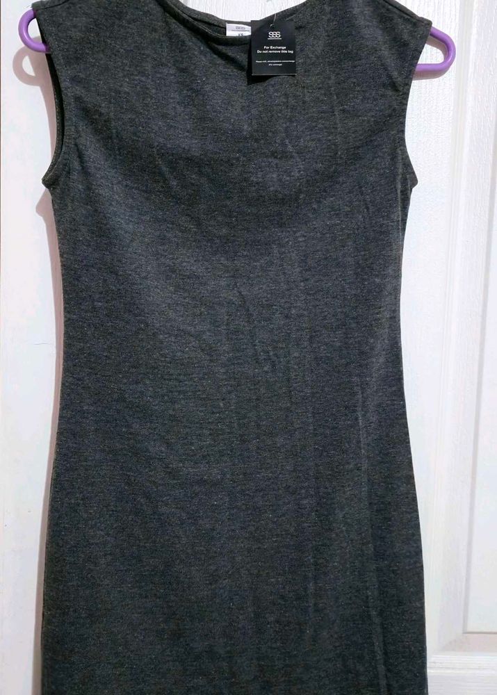 Women Shift Grey Above Knee/Mid Thigh Length Dress