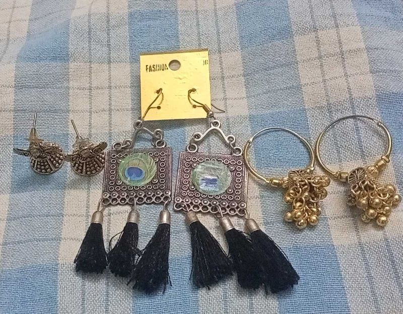 3 Oxidised Earring Set