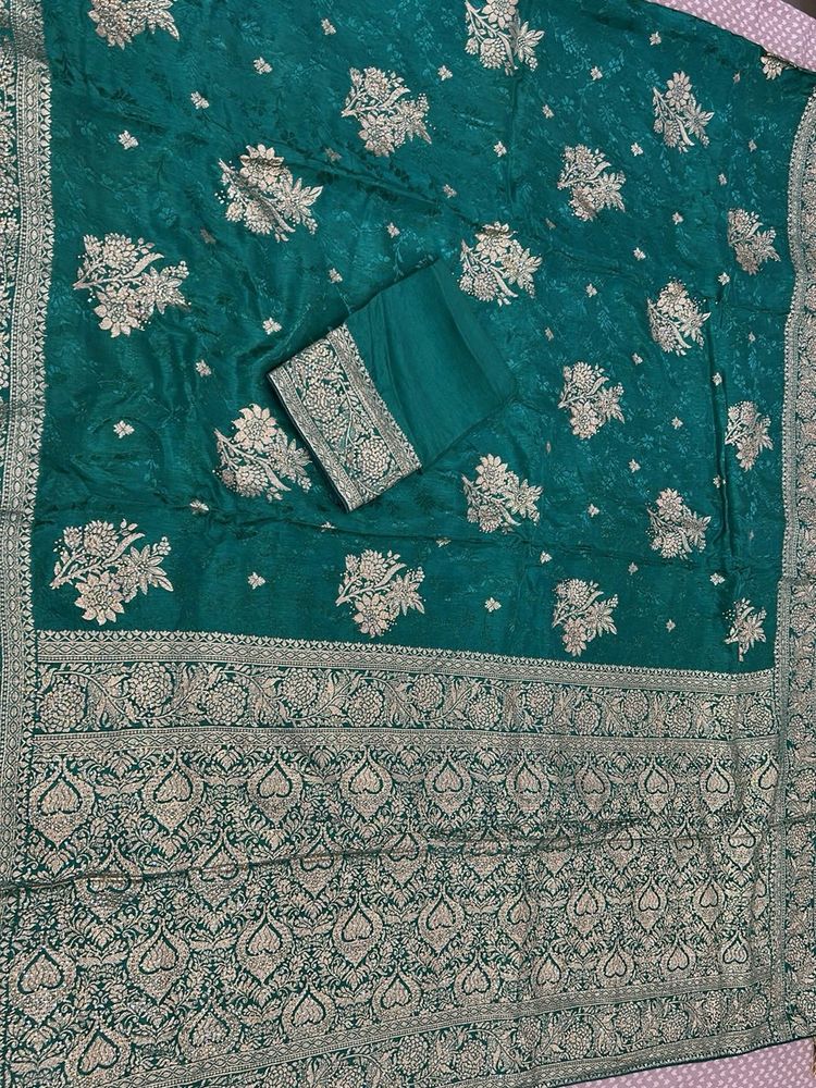 Emerald Green Banarasi Silk Saree- New