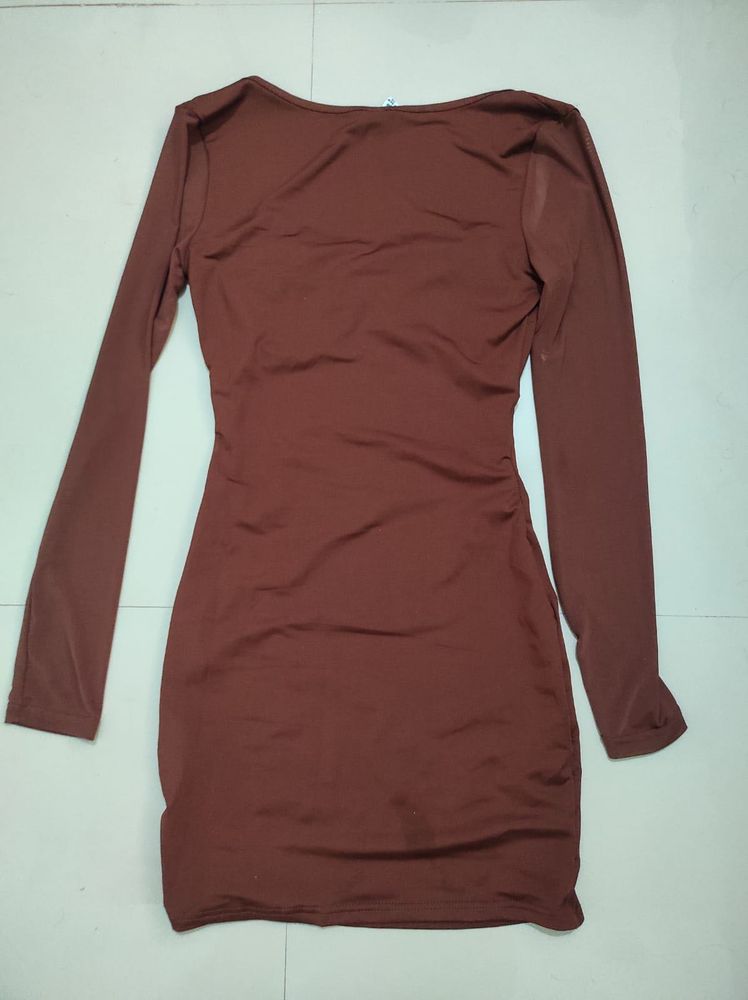Brown Long Sleeve Dress