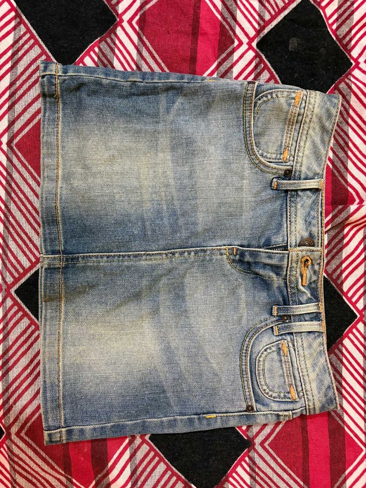 Blue Denim Mini Skirt