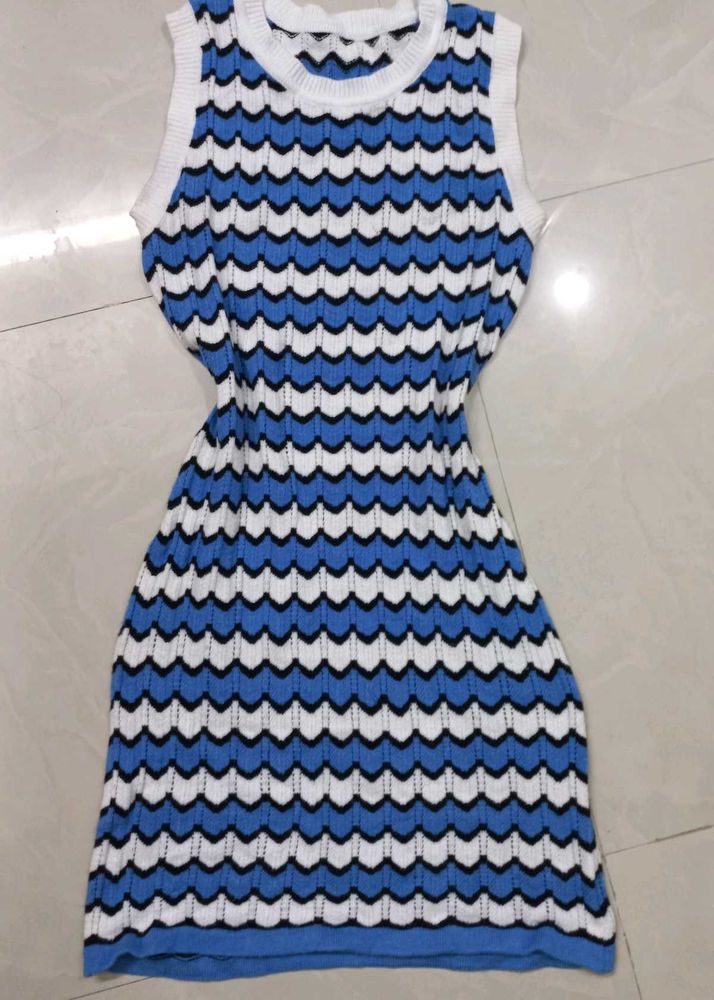 Blue Knit Dress