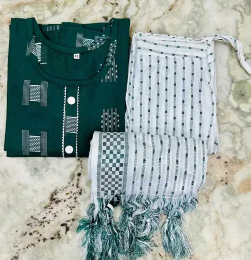 Green Printed Kurta Set with Dupatta