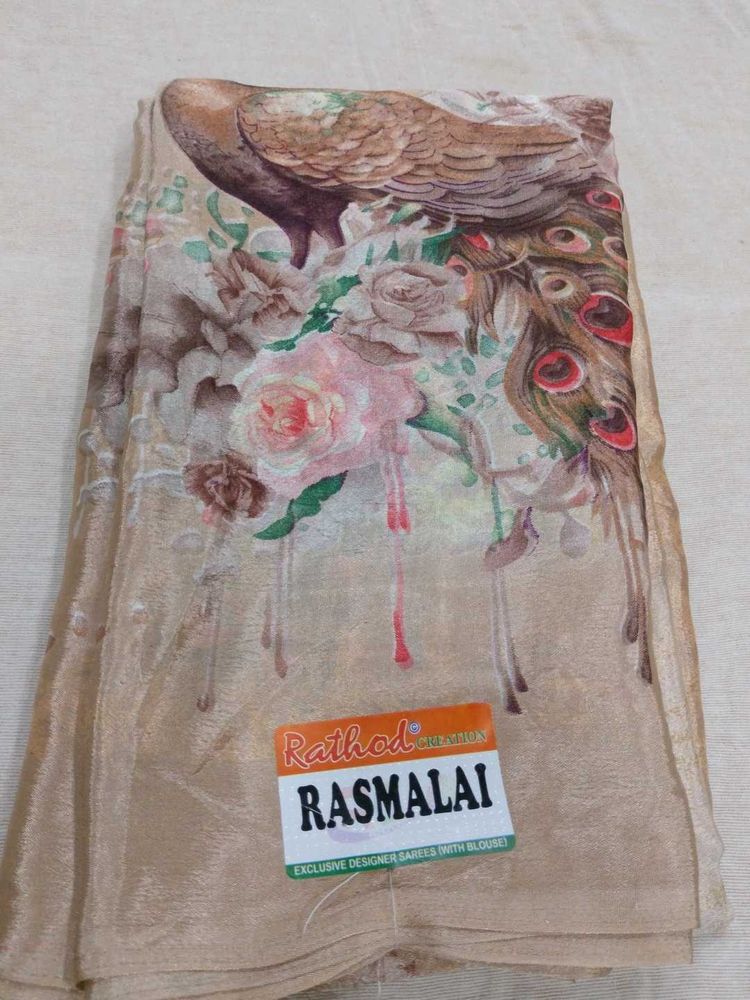Elegant Printed Peacock feather Saree