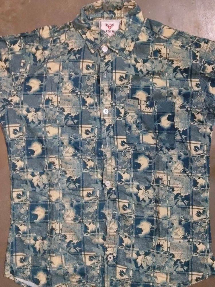 Floral Checkered Men's Shirt