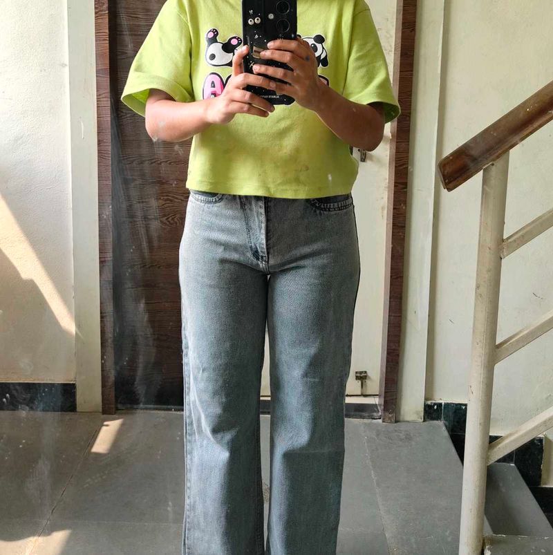 Grey Coloured Straight Pant