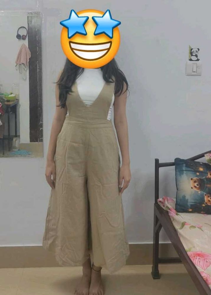 Tan Wide-Leg Jumpsuit