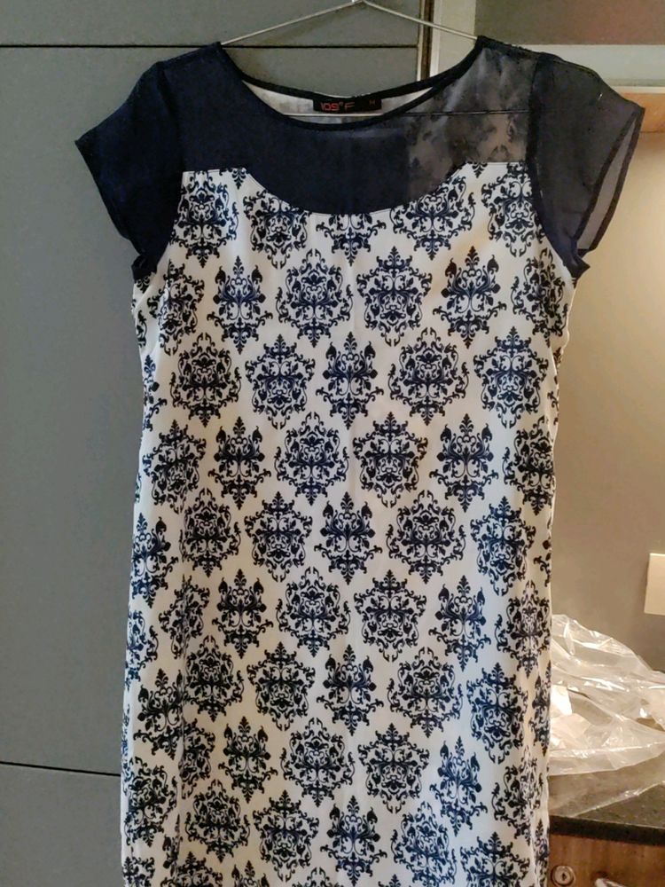 109 F Navy Blue Sheer Shift Dress