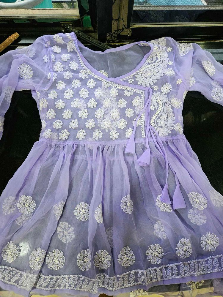 Lavender Chikankari Kurta