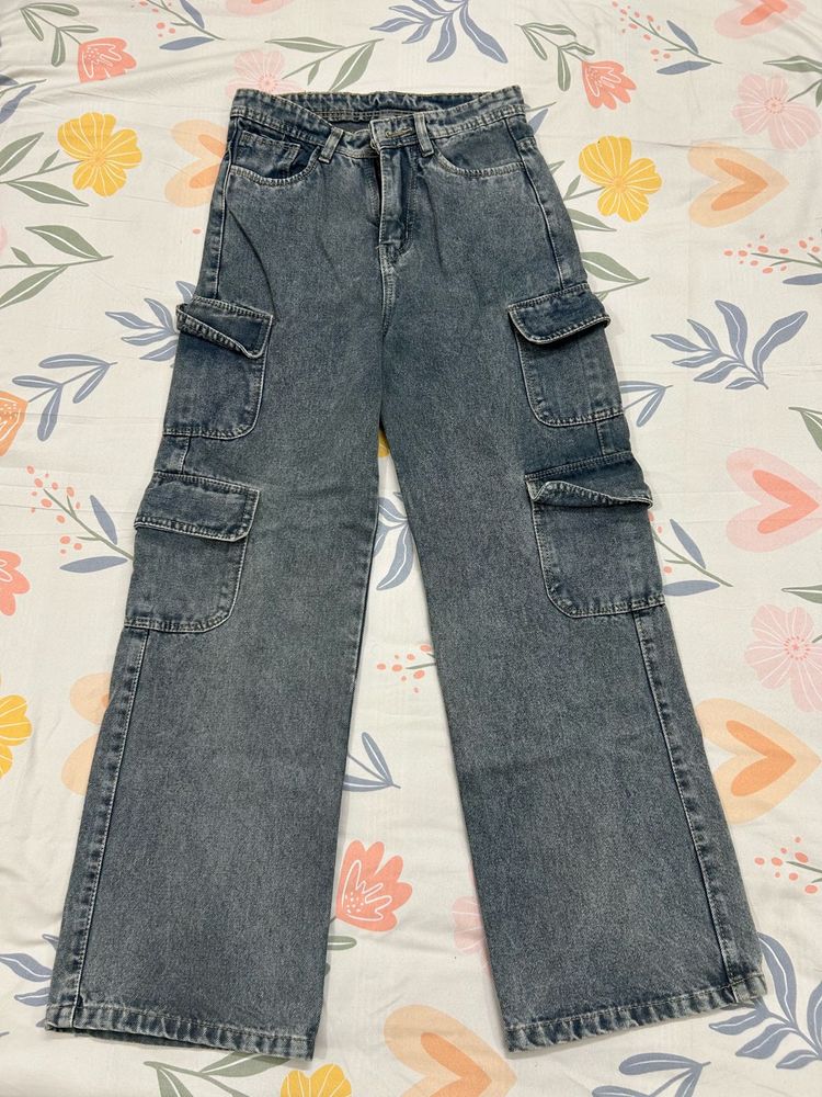 Women Jeans Flared High Rise Low Distress Heavy Fa
