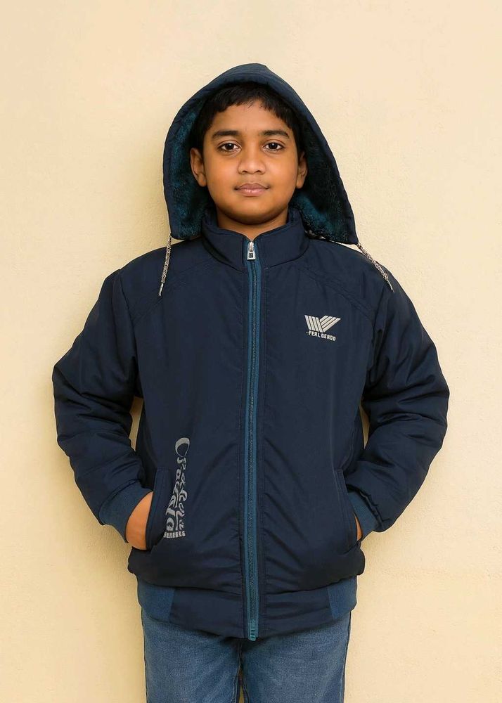 Boy&#39;s Navy Blue Hooded Jacket
