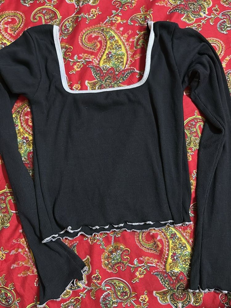 Square Neck Long Sleeve Top
