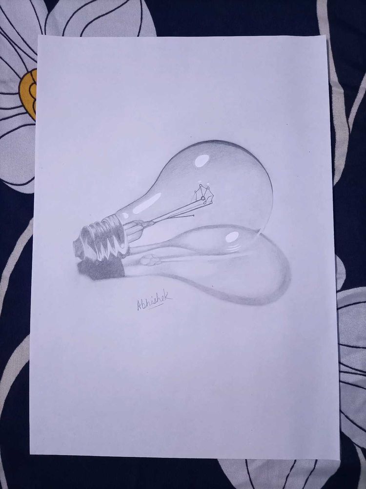3d Bulb Pencil Drawing