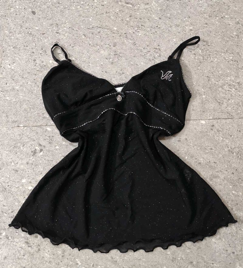Vive Maria Black Gothic Mesh Top