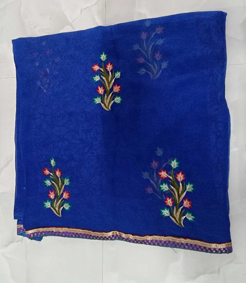 Blue Embroidered Saree