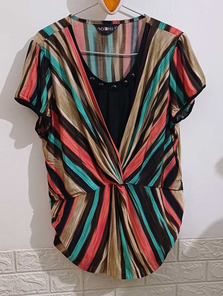 Striped V-Neck Top