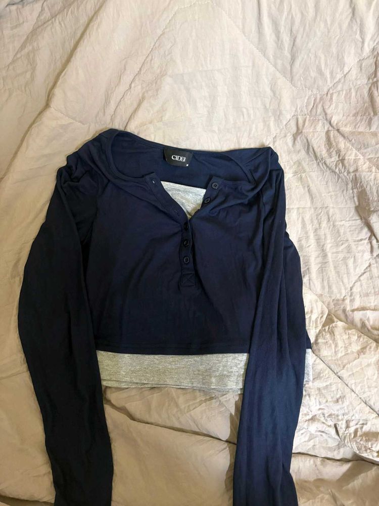 Navy Long Sleeve Top