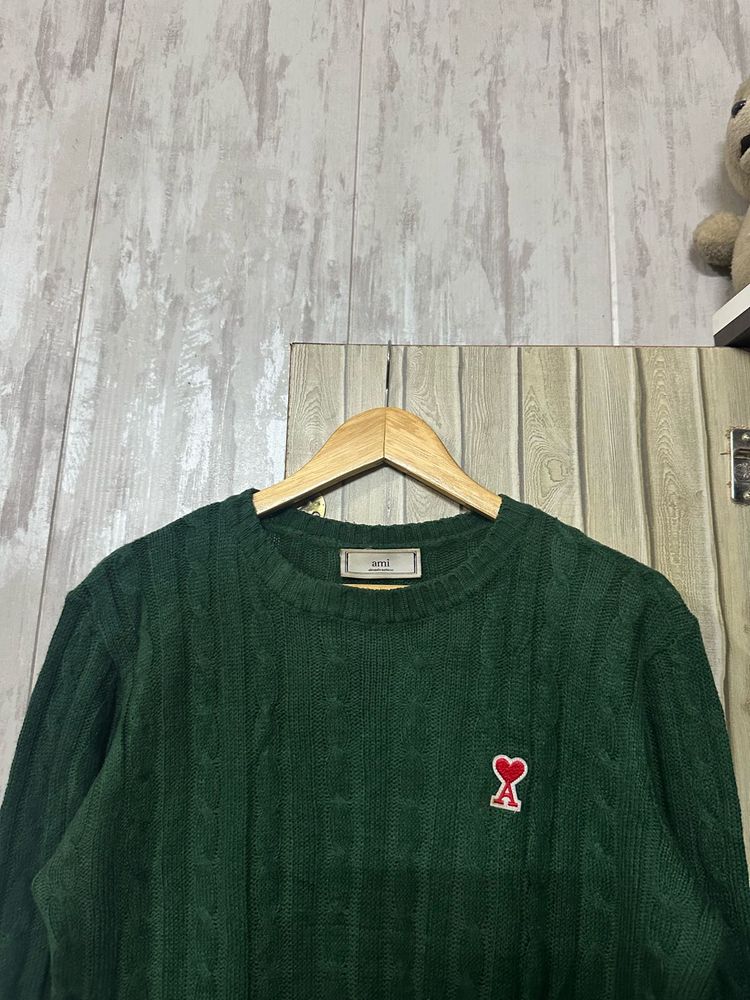 AMI Paris Green Knit Sweater