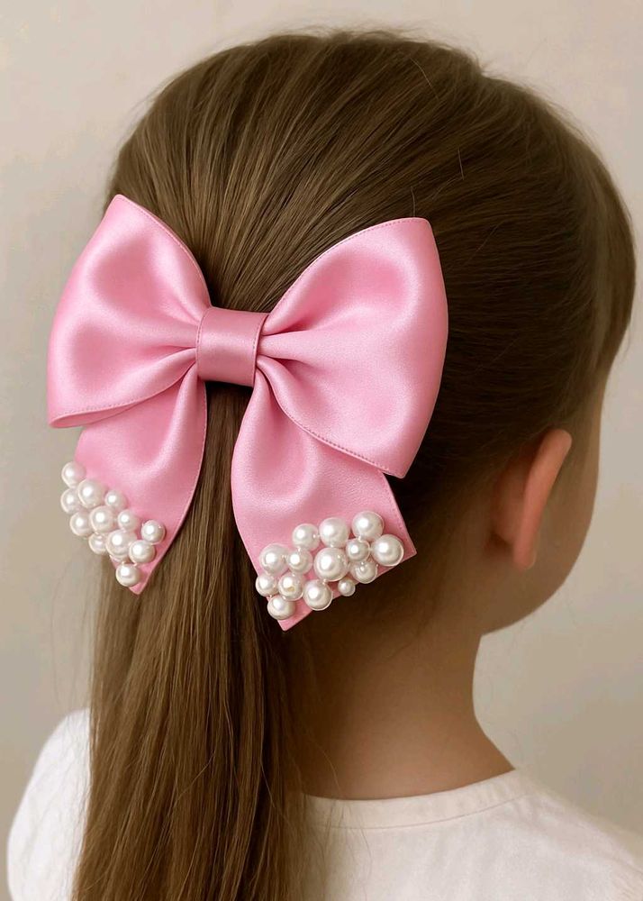 Pink Pearl Hair Bow