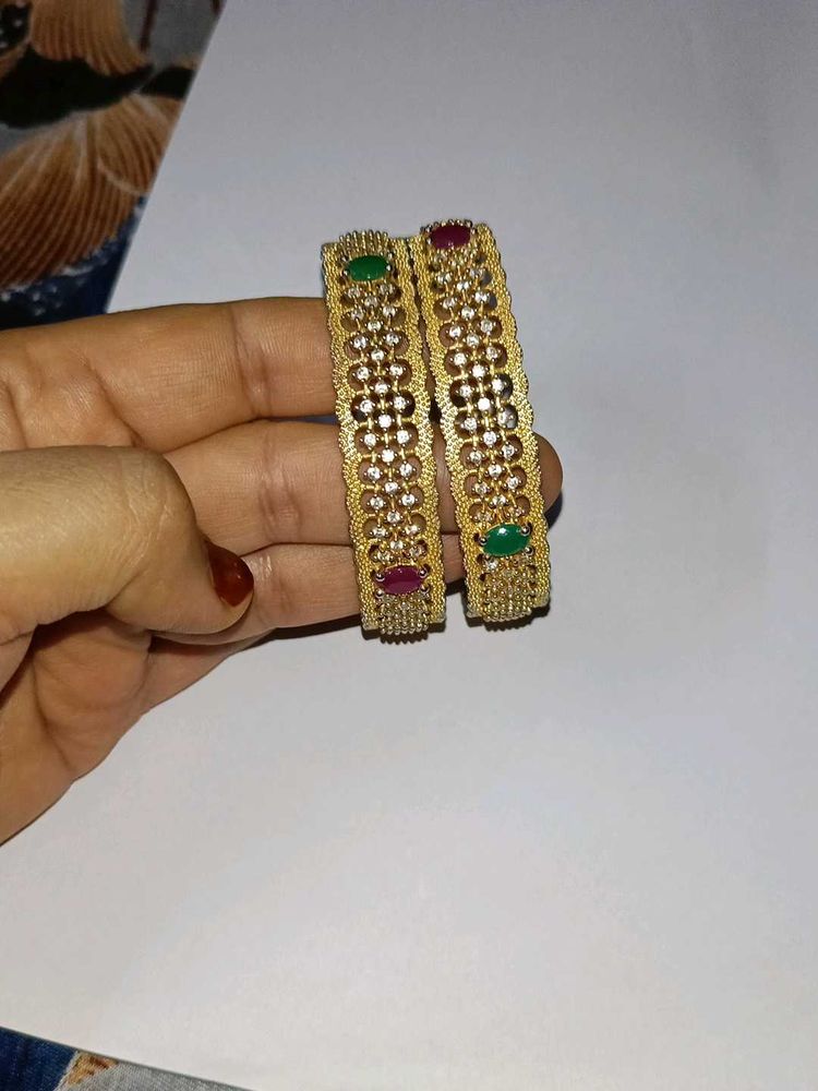 Gold Plated Ad Stone Bangles