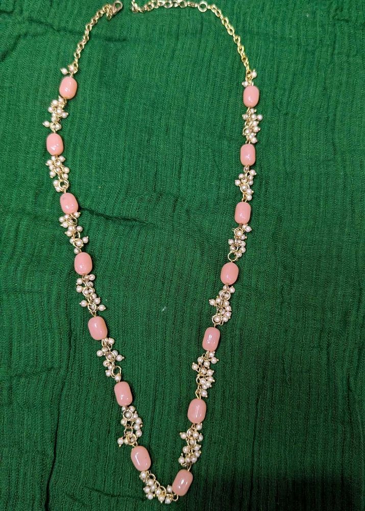 Beaded Peach Necklace