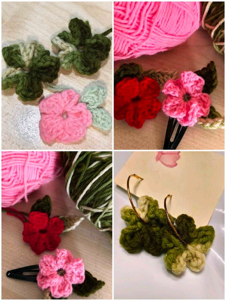 Pair Of Handmade Crochet 🧶 Earrings &amp; Clips