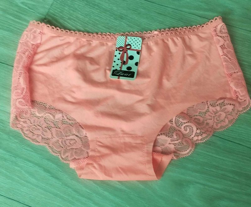 Peach Lace Trim Panties