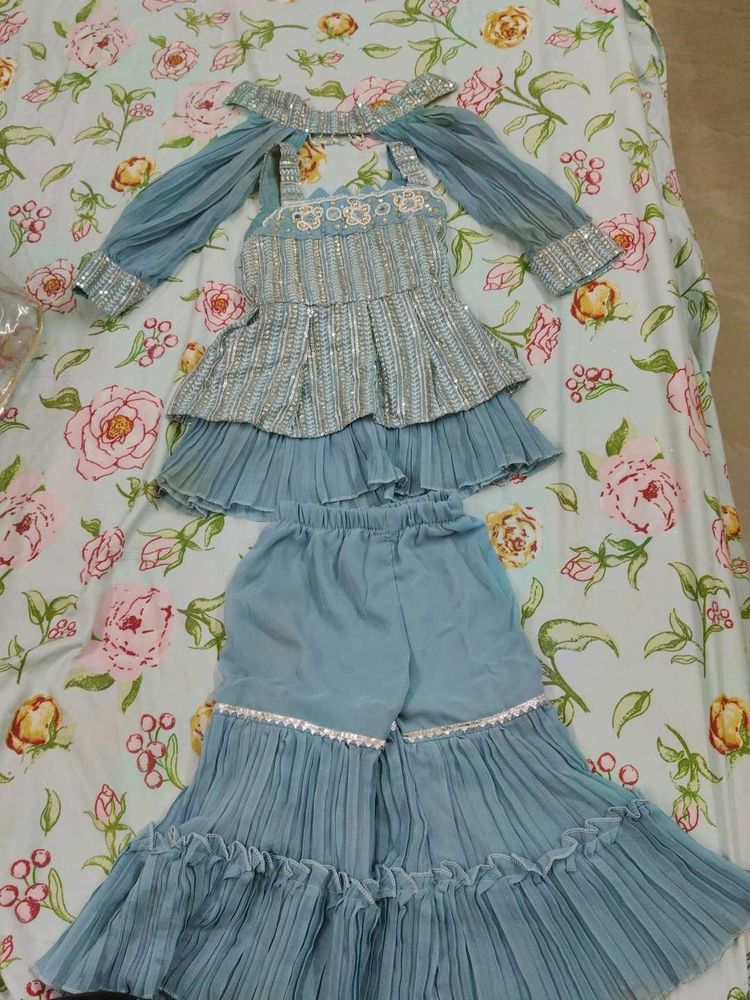 Girls&#39; Blue Embellished Outfit