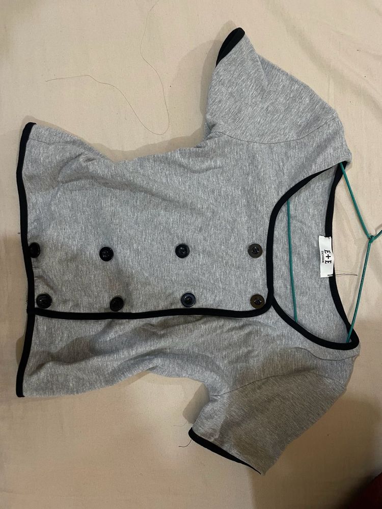 Grey Button-Down Top