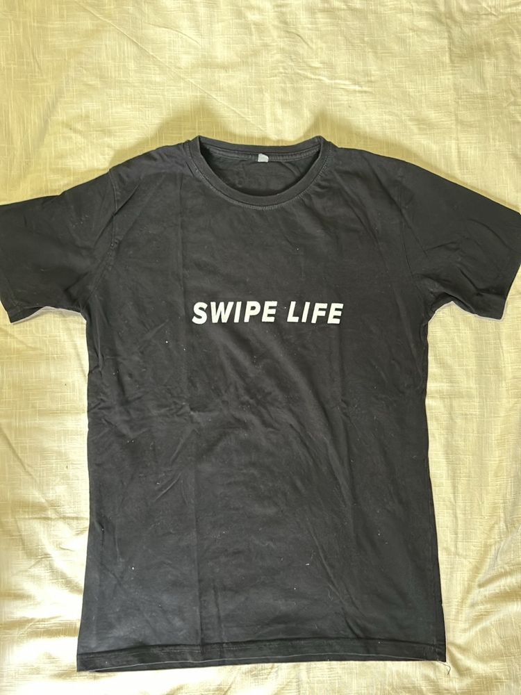 Tinder Black Half Sleeves T Shirt