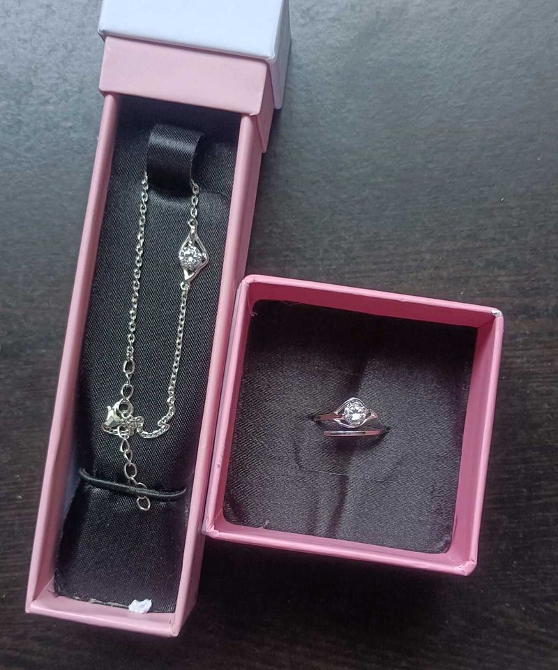 925 Real Silver Giva Bracelet &amp; Ring Set
