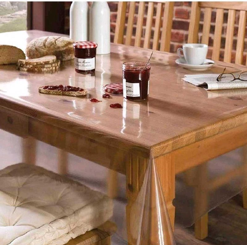 6 Seater Dining Table Transparent Tablecloth