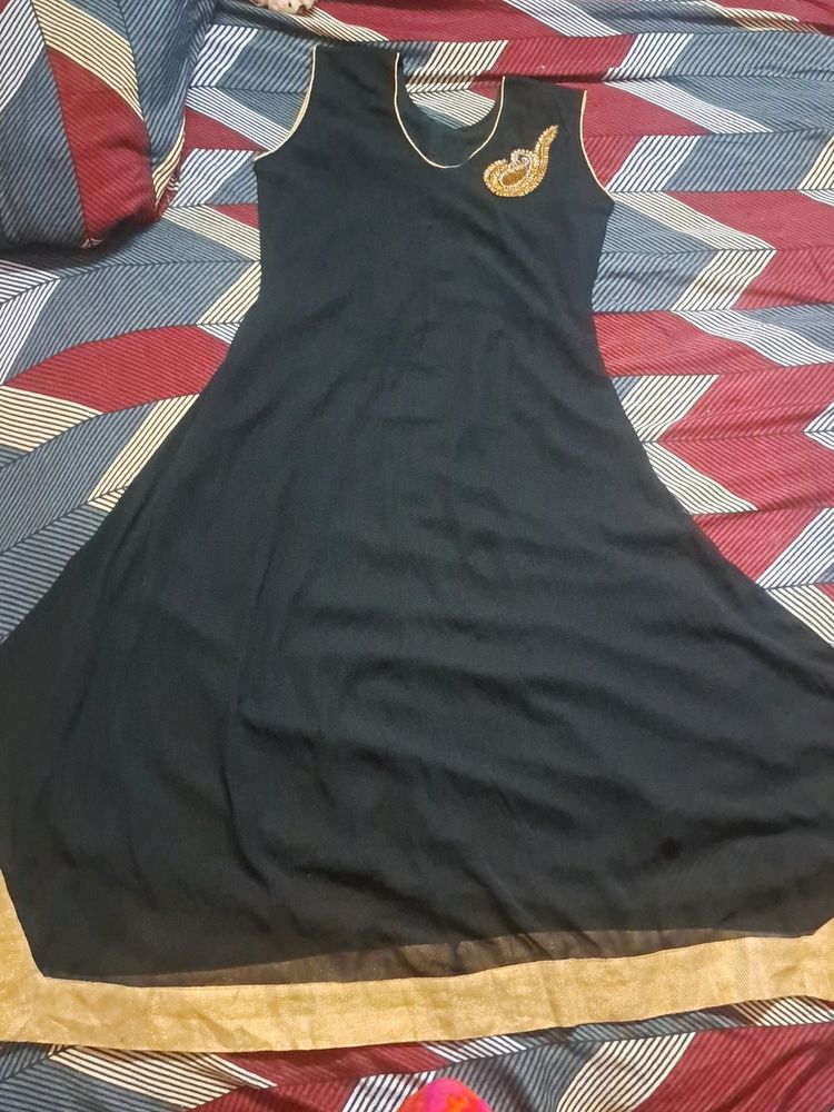 Flair Black Kundan Work Simple Top