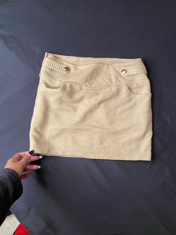 Beige Mini Skirt