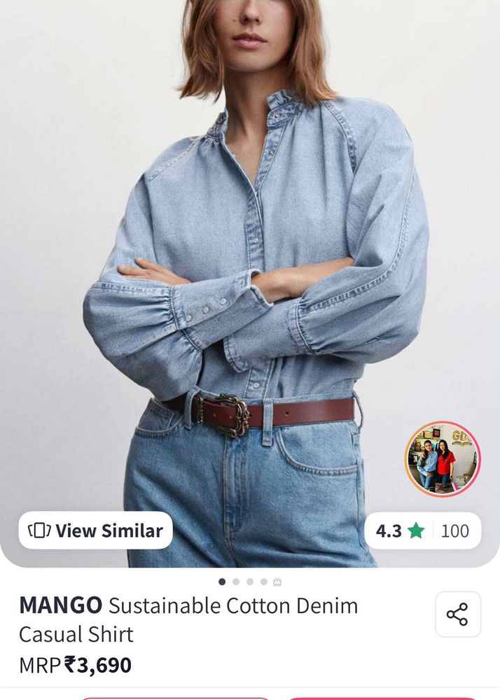 Mango Cotton Denim Shirt