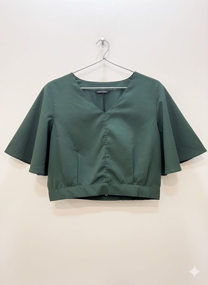 Green V-Neck Top