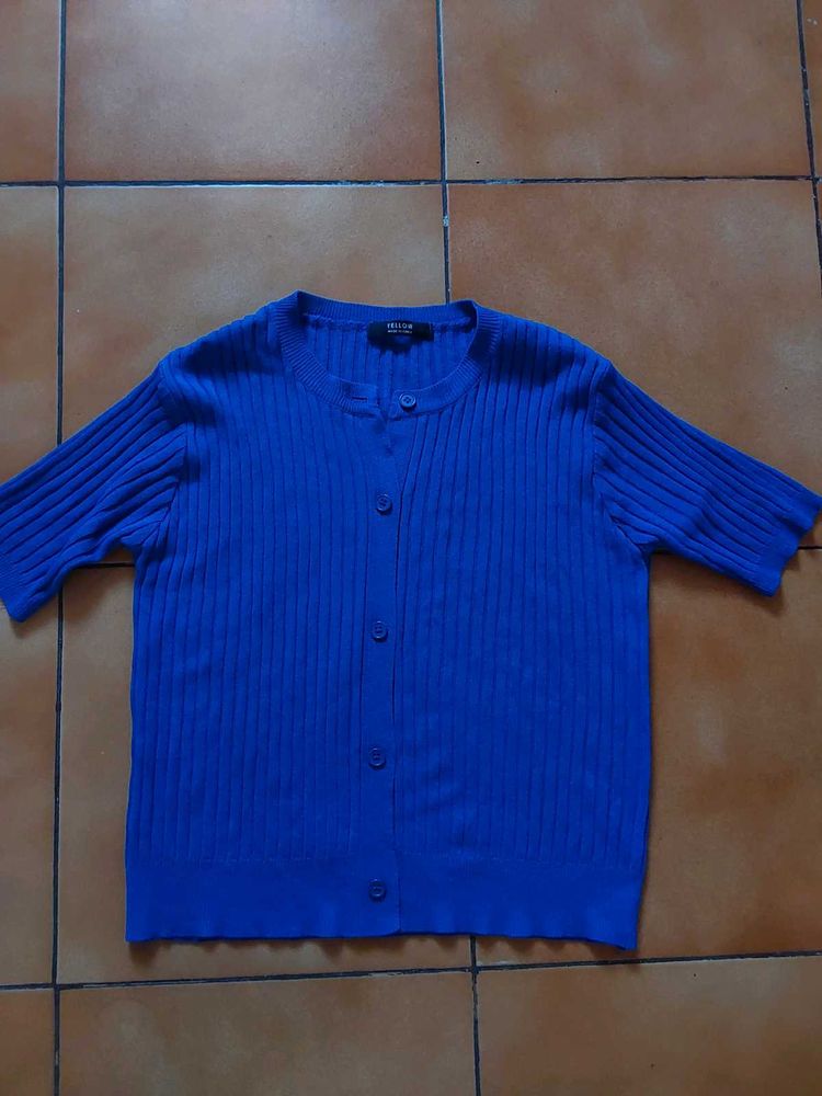Blue Short Sleeve Cardigan