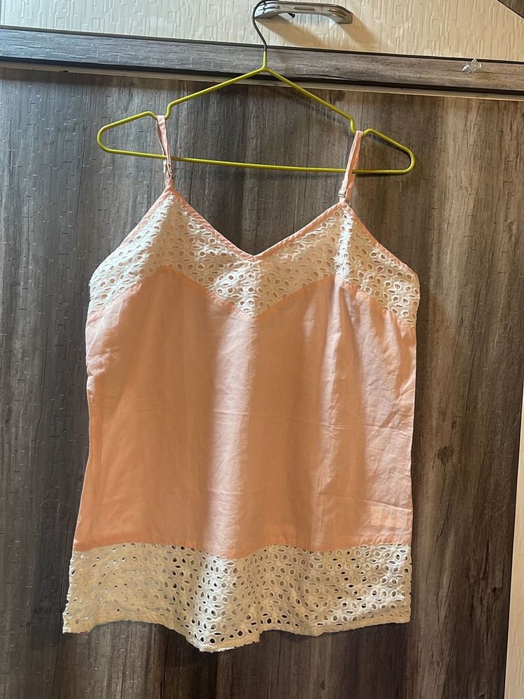 Pink Lace Trim Cami Top