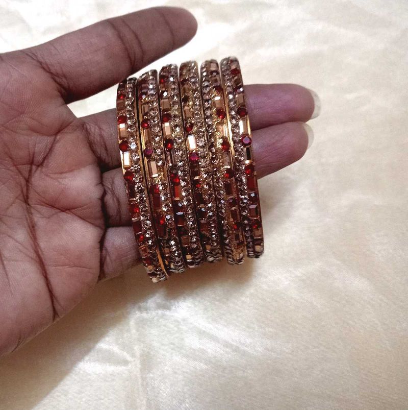 Sparkling Red &amp; Gold Bangles