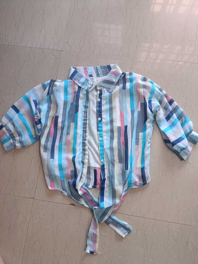 Striped Tie-Front Shirt