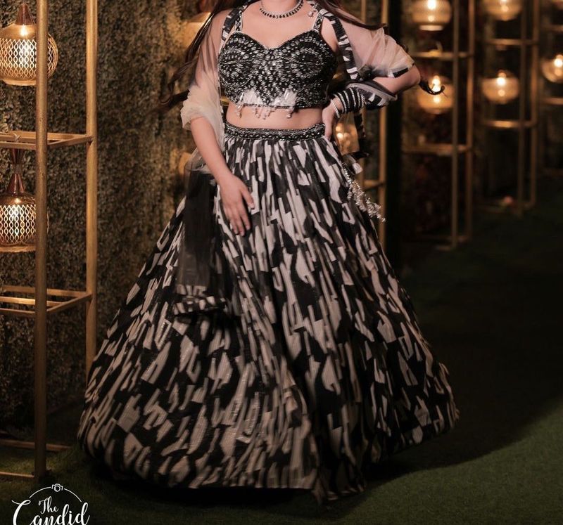 Black &amp; White Designer Lehenga