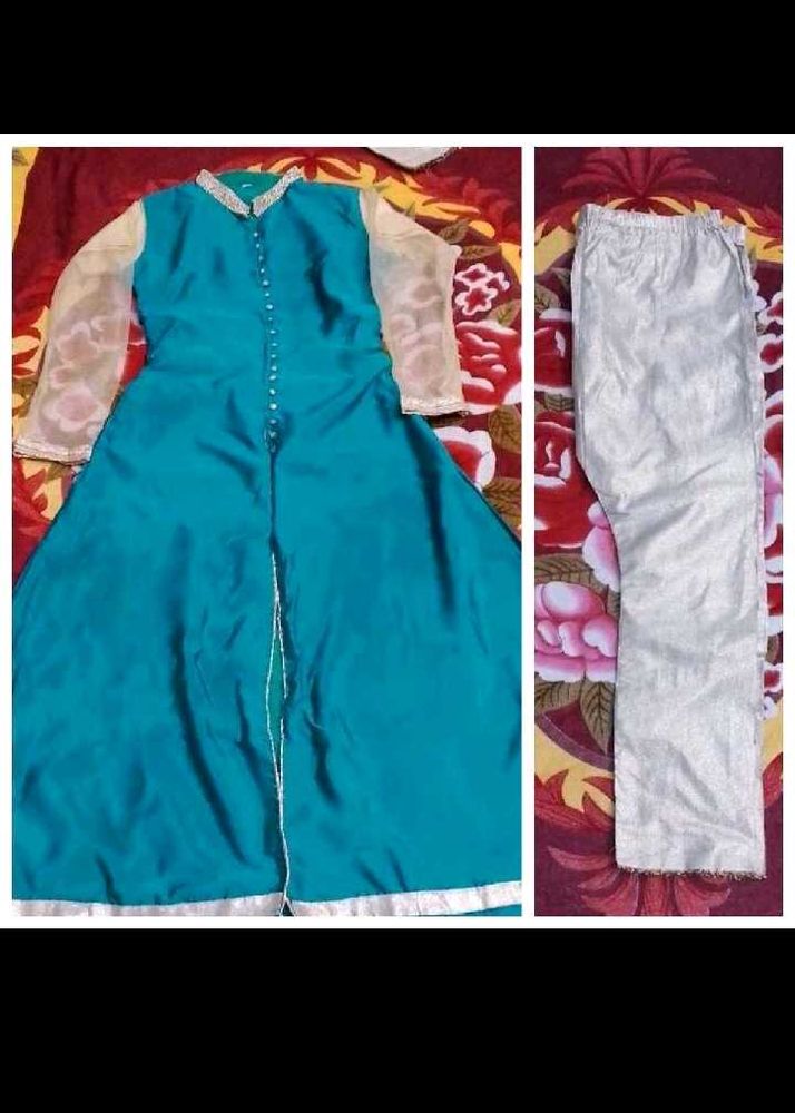 Peacock kurti &amp; Golden Plazzo Suit