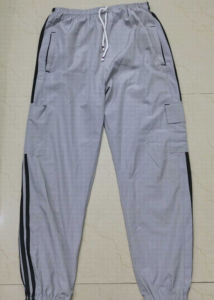 Grey Striped Trousers