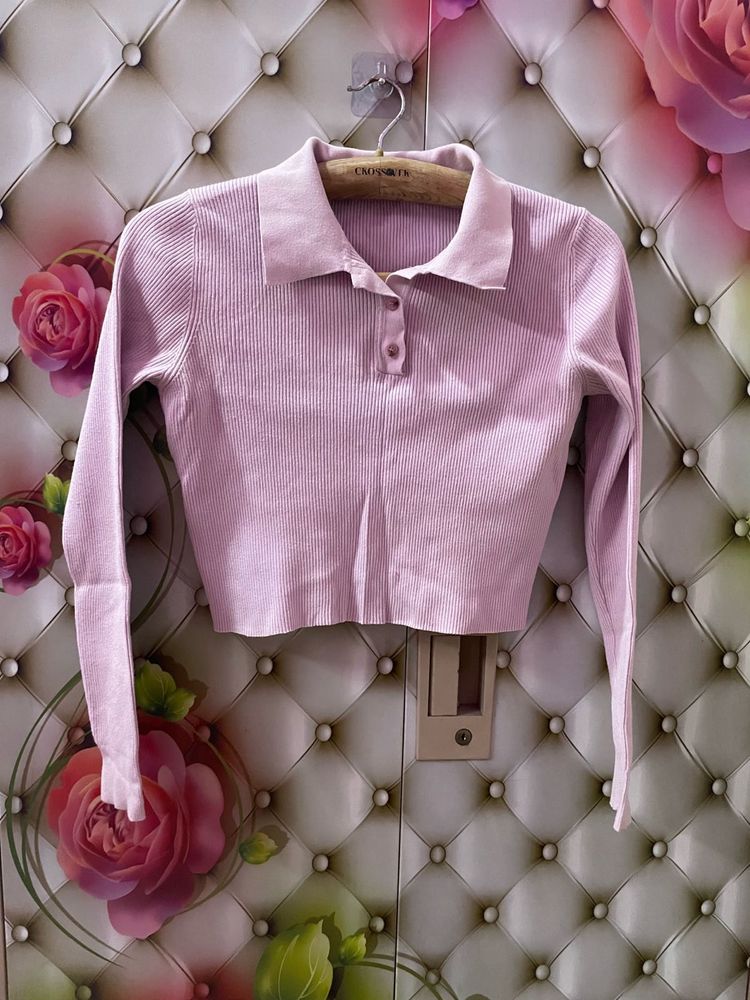 Cute Pink Knit Crop Top