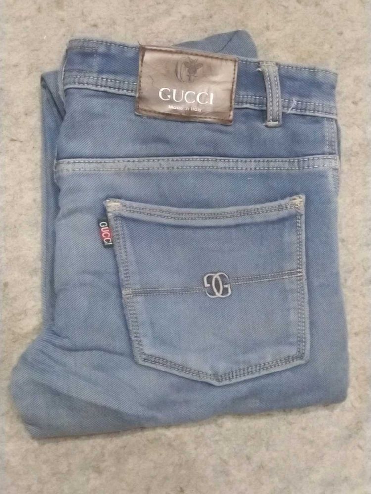 Gucci Light Wash Blue Denim Jeans For Men