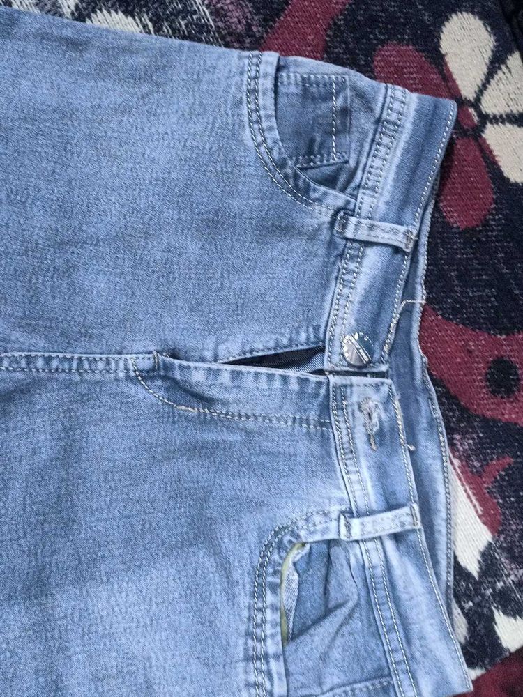 Light Wash Denim Cargo Pants