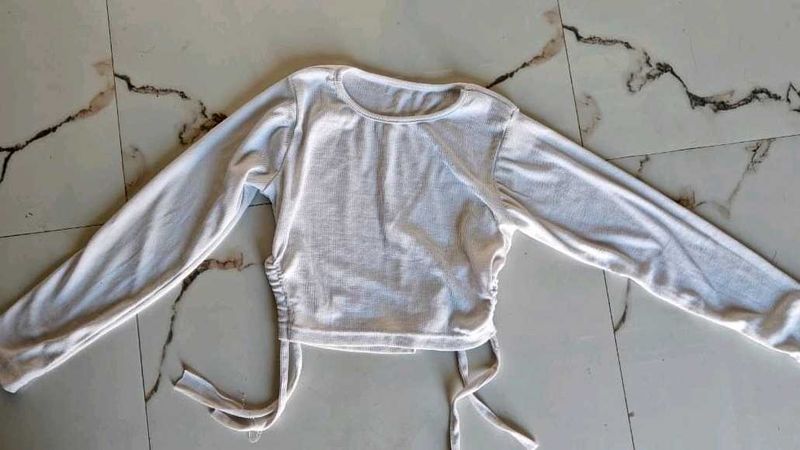 White Long Sleeve crop Top