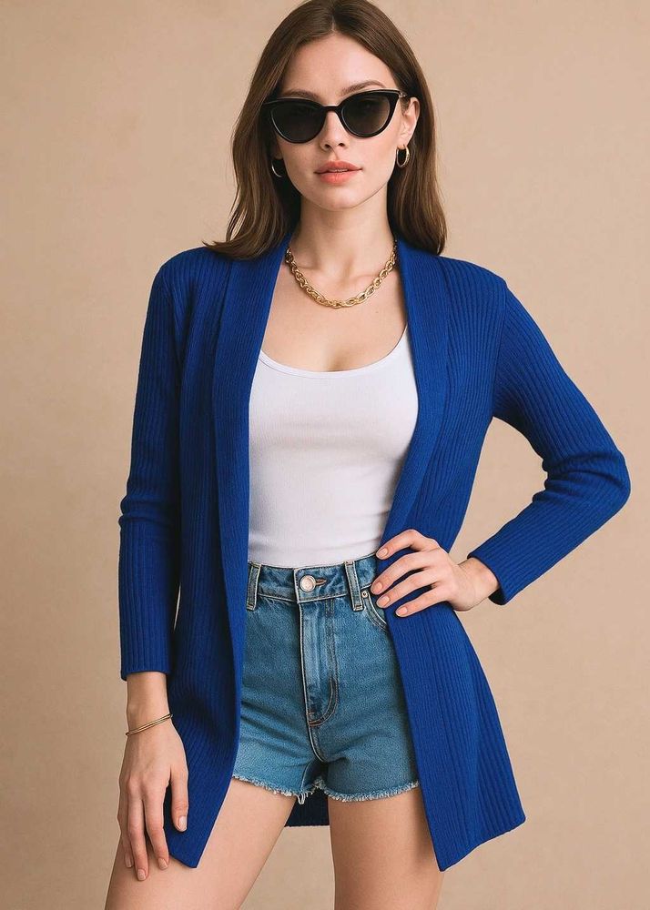 Pinterest Blue Knit Cardigan A